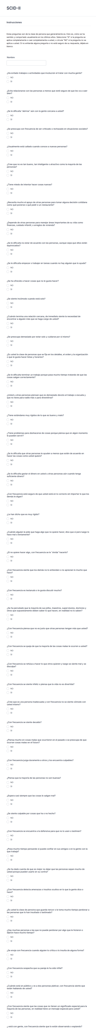 Scid Ii Form Template