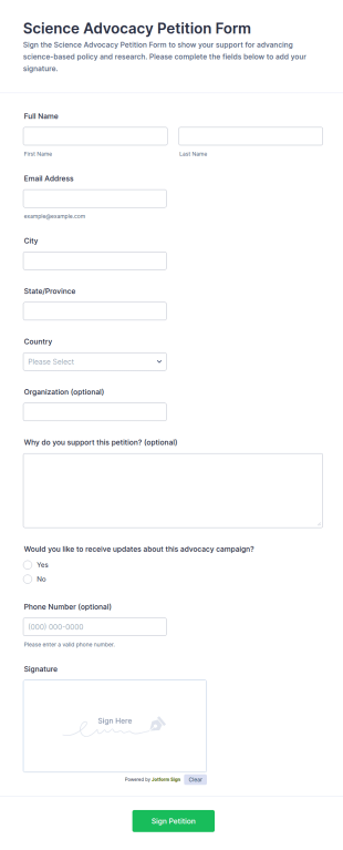 Science Advocacy Petition Form Template