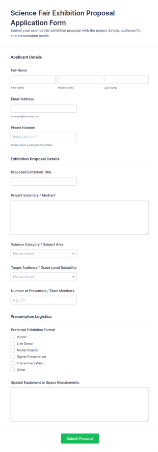 Science Fair Exhibition Proposal Application Form Template