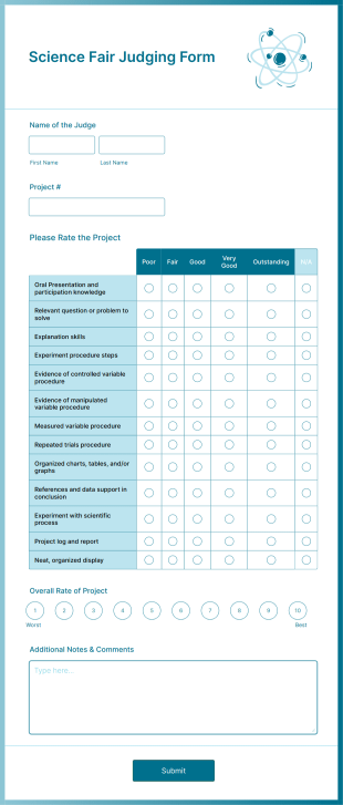 Science Fair Judging Form Template