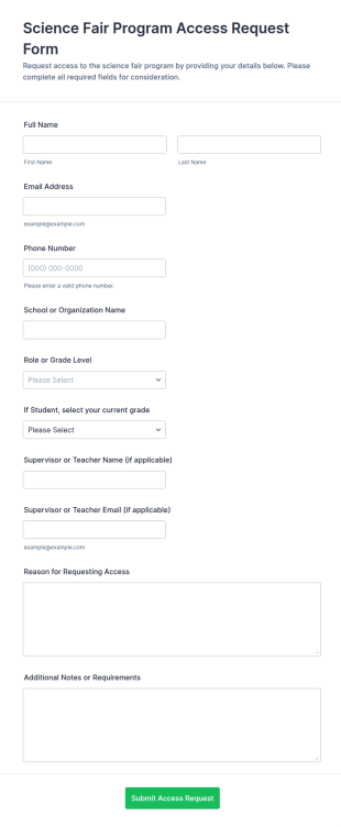 Science Fair Program Access Request Form Template