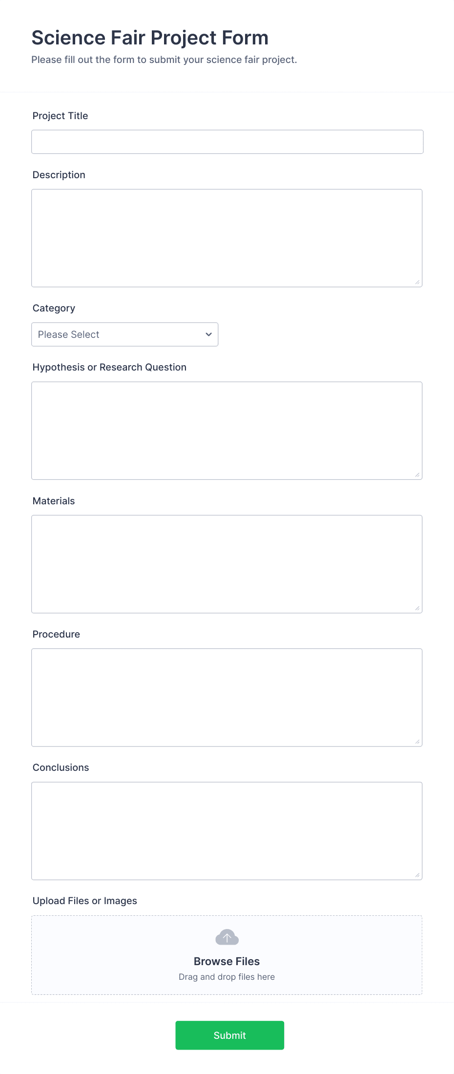 Science Fair Project Form Template | Jotform