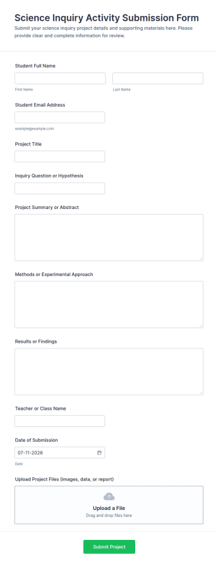 Science Inquiry Activity Submission Form Template