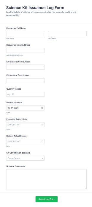 Science Kit Issuance Log Form Template
