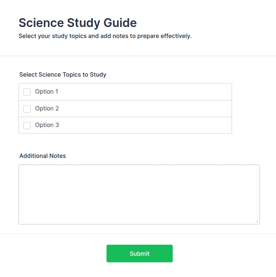 Science Study Guide Form Template | Jotform