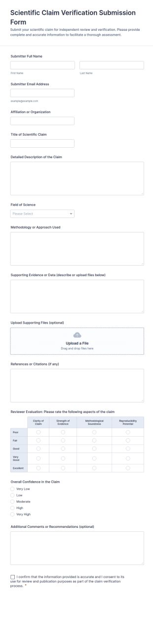 Scientific Claim Verification Submission Form Template