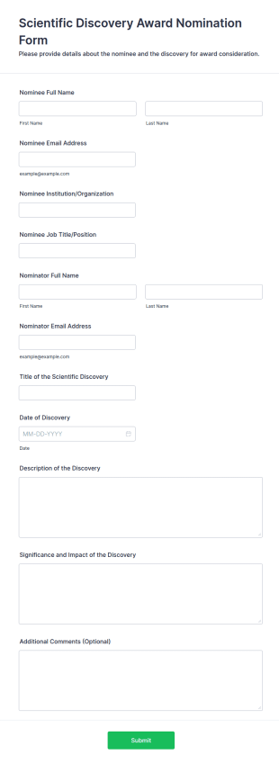 Scientific Discovery Award Nomination Form Template