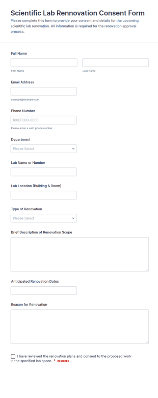 Scientific Lab Renovation Consent Form Template
