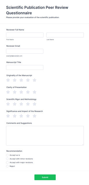 Scientific Publication Peer Review Questionnaire Form Template
