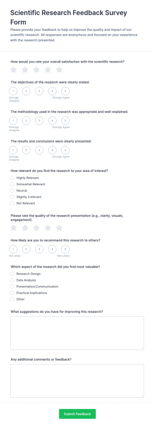 Scientific Research Feedback Survey Form Template