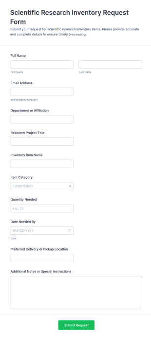 Scientific Research Inventory Request Form Template