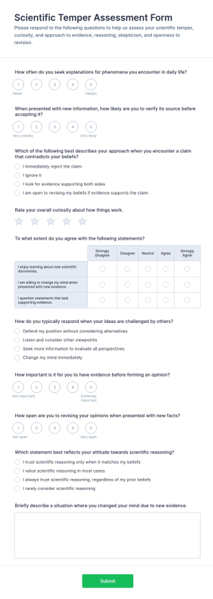 Scientific Temper Assessment Form Template