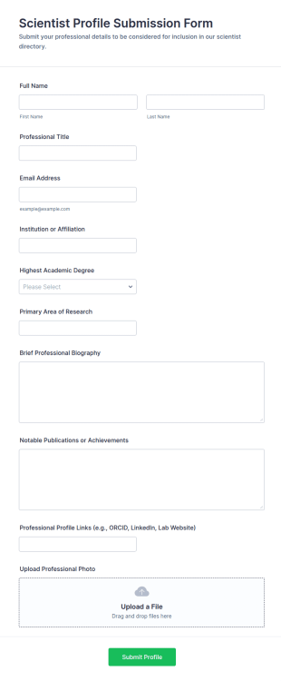 Scientist Profile Submission Form Template