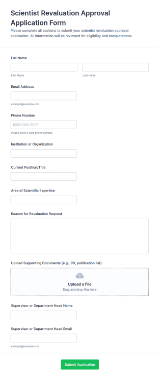 Scientist Revaluation Approval Form Template