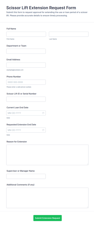 Scissor Lift Extension Request Form Template