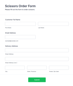 Scissors Order Form Template