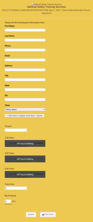 Safety Training Registration Form Template