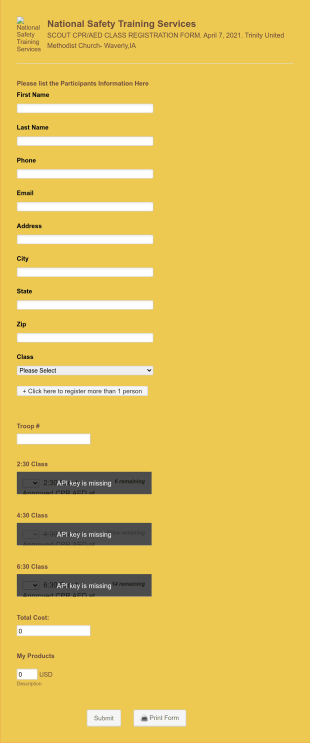 Safety Training Registration Form Template