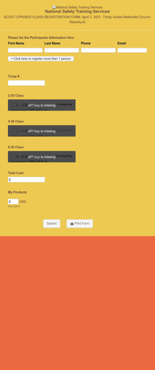 Safety Training Registration Form Template