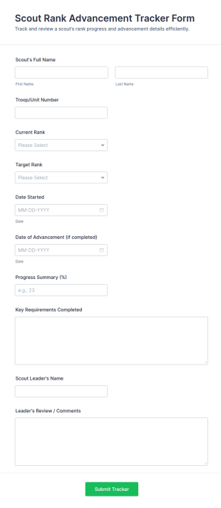 Scout Rank Advancement Tracker Form Template