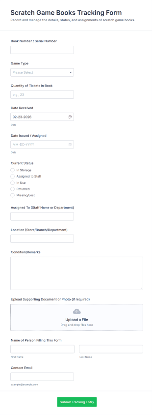 Scratch Game Books Tracking Form Template