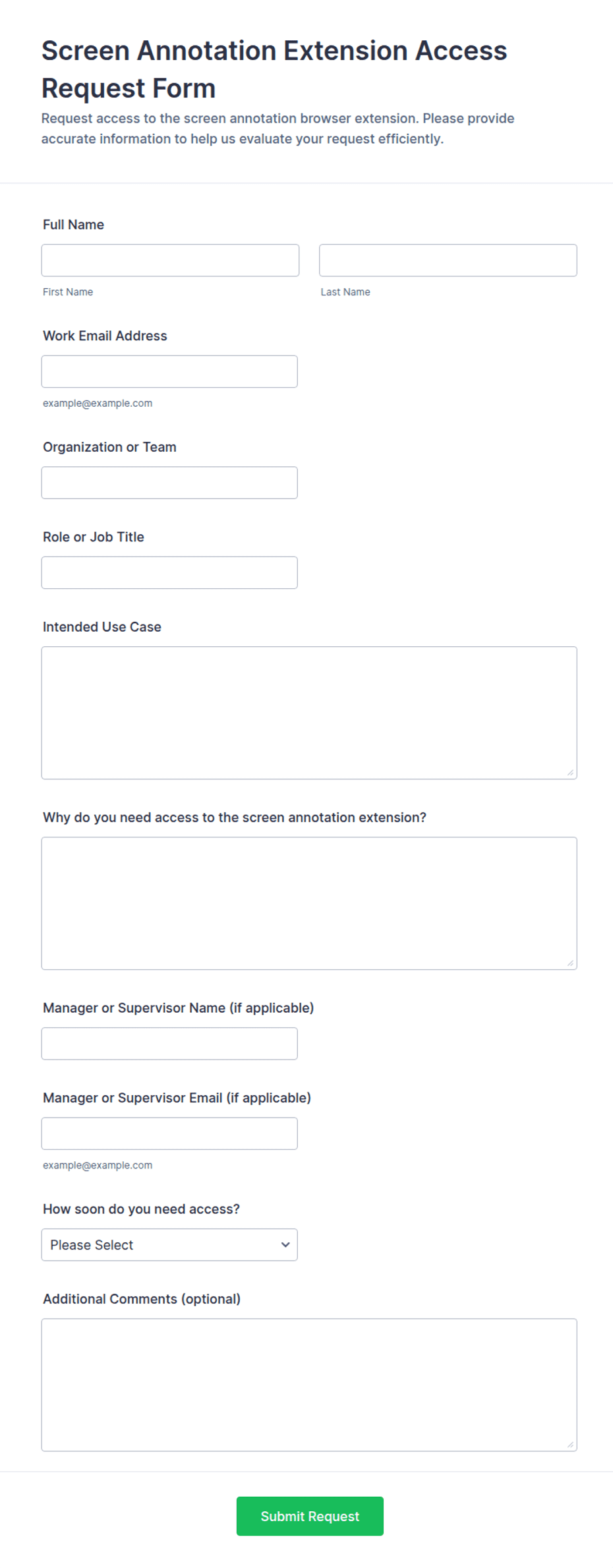 Screen Annotation Extension Access Request Form Template | Jotform