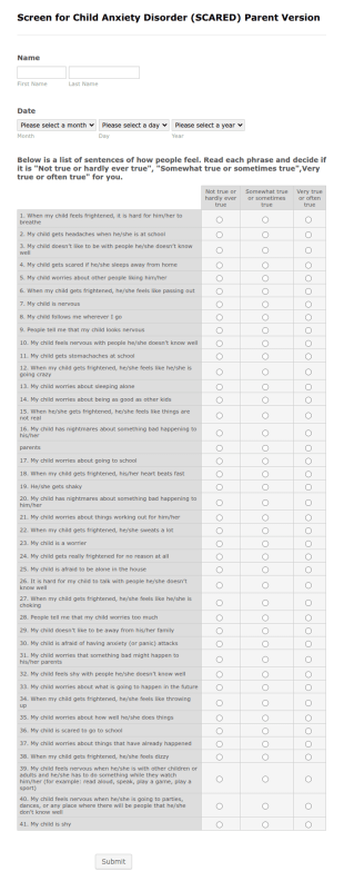 Screen For Child Anxiety Related Disorders 2 Form Template