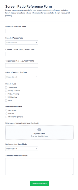 Screen Ratio Reference Form Template