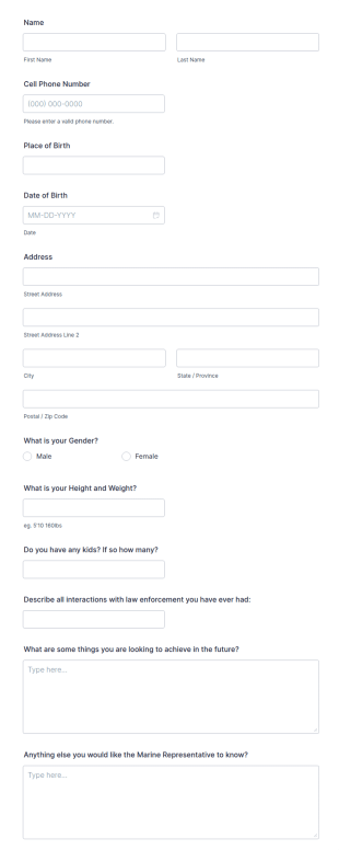 Screening Questions Form Template