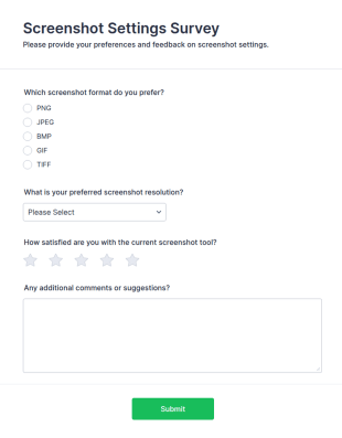 Screenshot Settings Survey Form Template