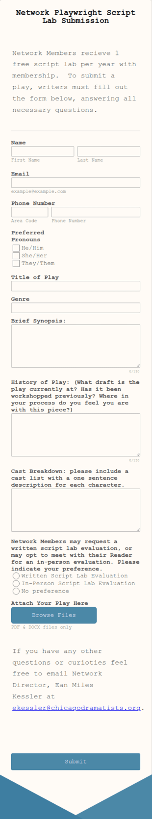 Script Lab Submission Form Template