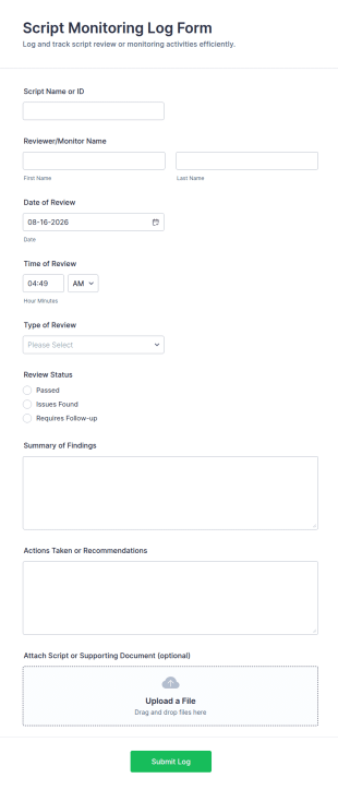 Script Monitoring Log Form Template