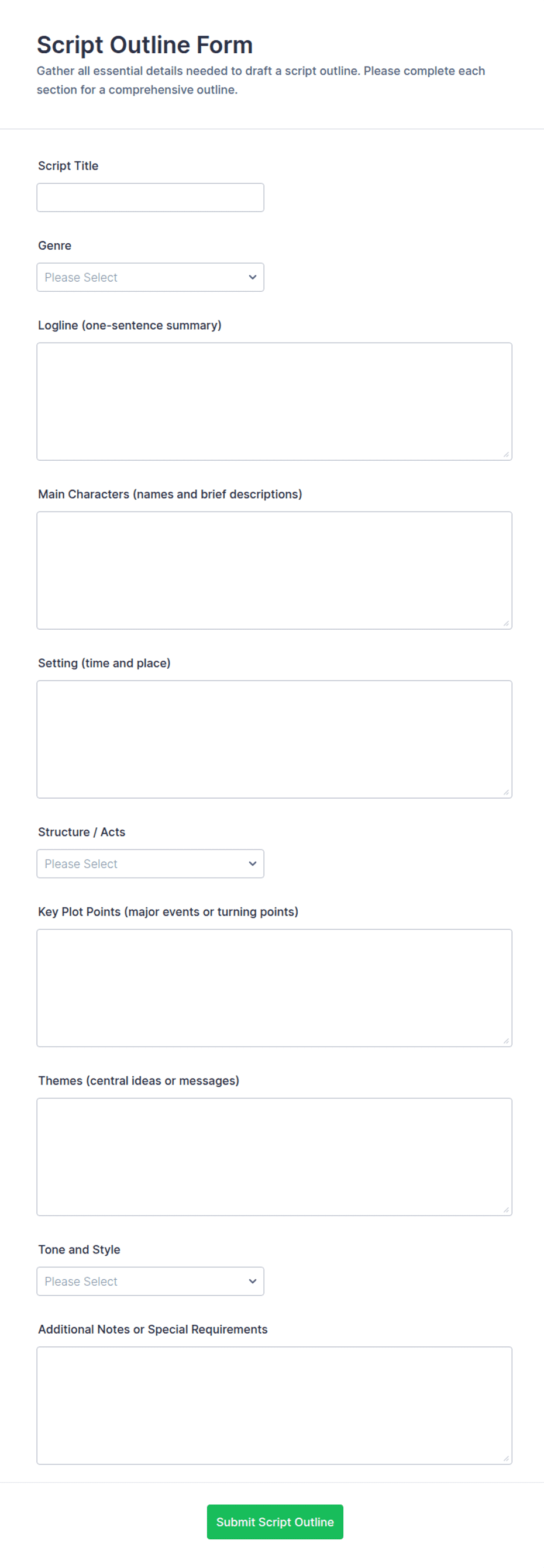 Script Outline Form Template | Jotform