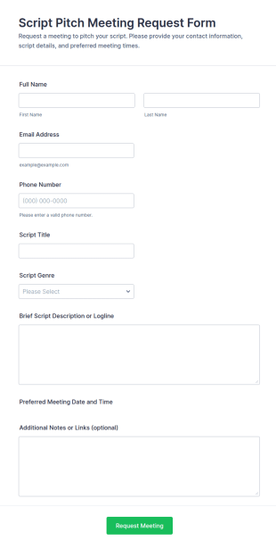 Script Pitch Meeting Request Form Template