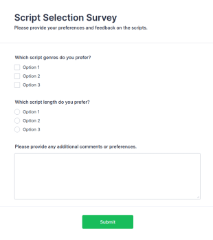 Script Selection Survey Form Template