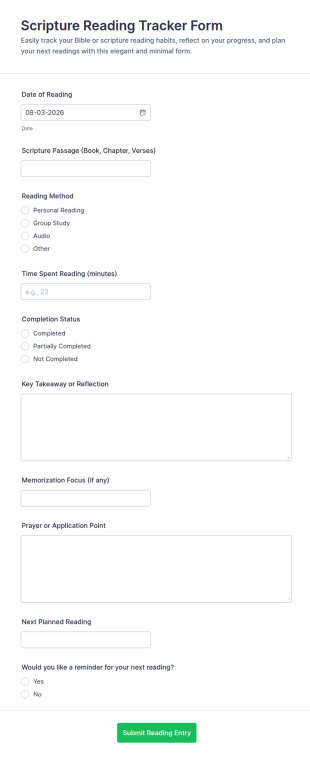 Scripture Reading Tracker Form Template