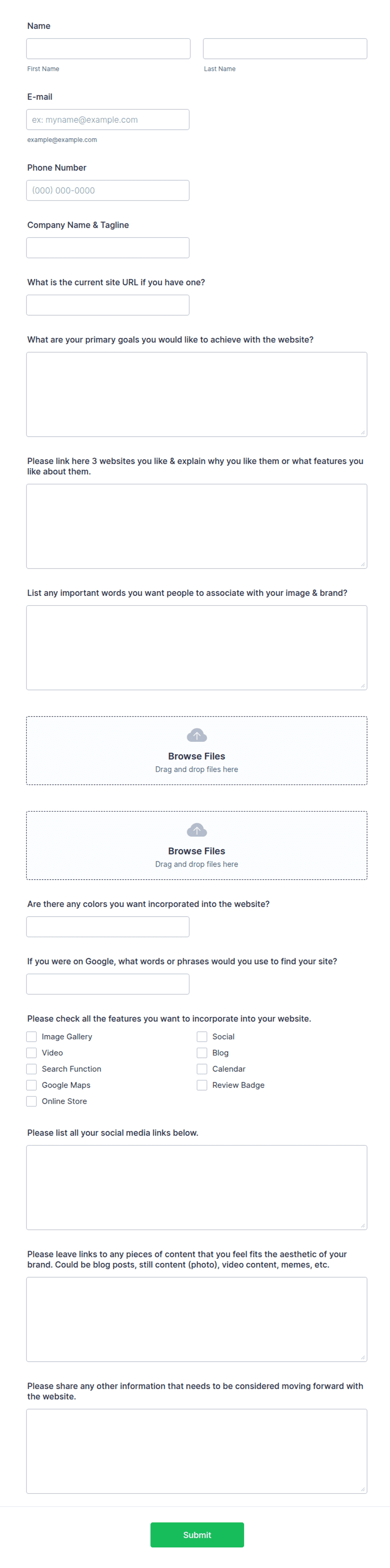 Scroll Website Design Request Form Template | Jotform
