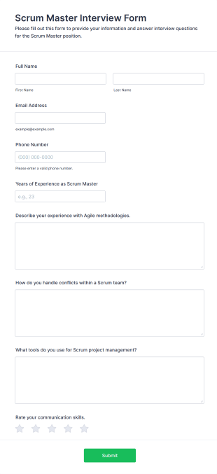 Scrum Master Interview Form Template
