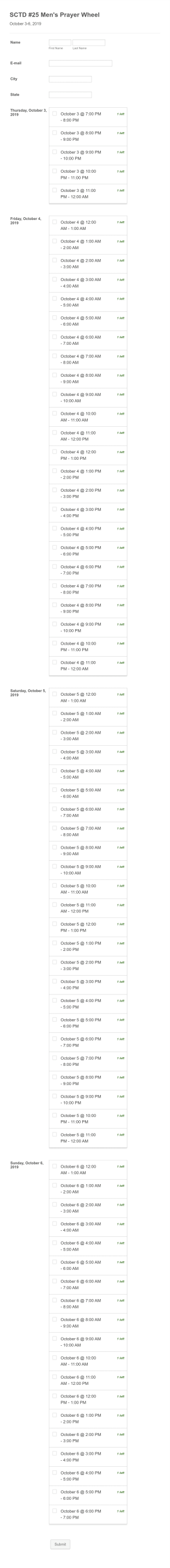 SCTD #25 Mens Prayer Wheel Form Template