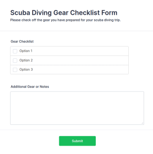Scuba Diving Gear Checklist Form Template