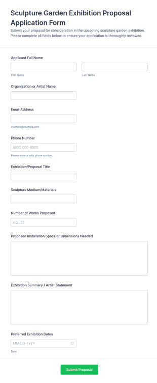 Sculpture Garden Exhibition Proposal Application Form Template
