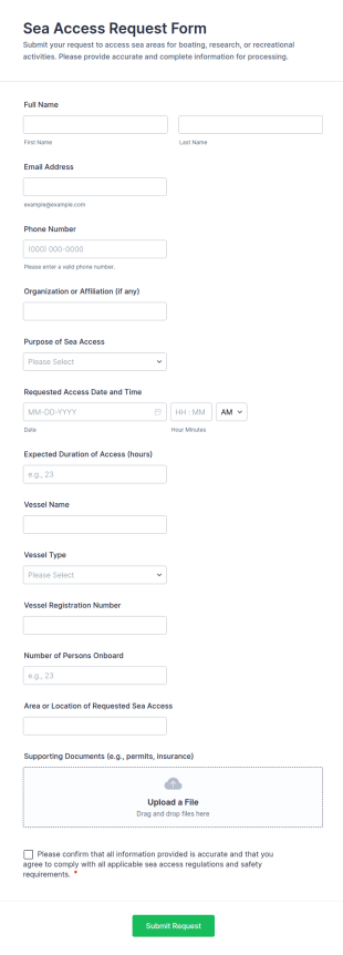Sea Access Request Form Template