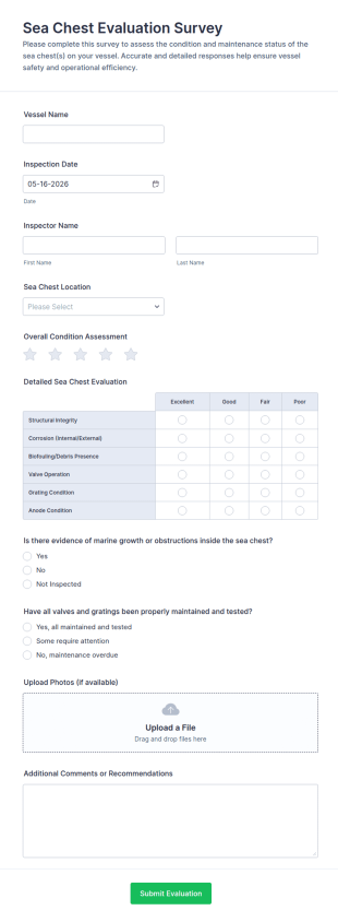 Sea Chest Evaluation Survey Form Template