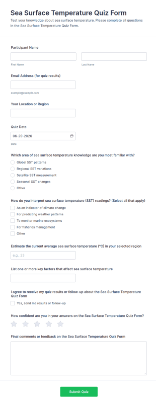 Sea Surface Temperature Quiz Form Template