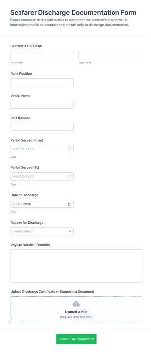 Seafarer Discharge Documentation Form Template
