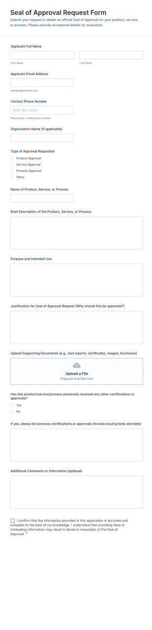 Seal Of Approval Request Form Template