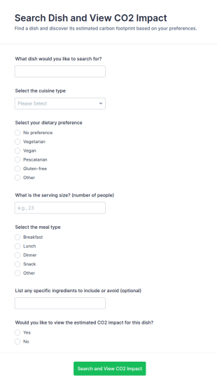 Search Dish And View CO2 Impact Form Template