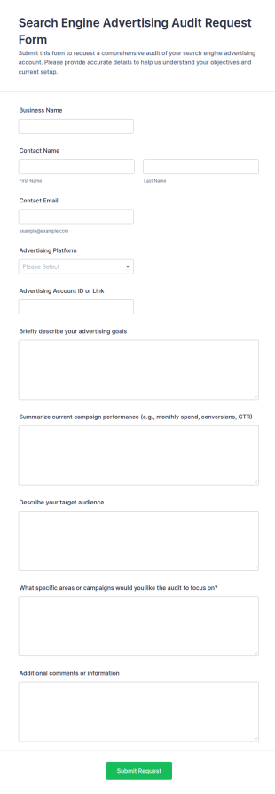 Search Engine Advertising Audit Request Form Template