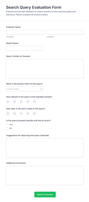 Search Query Evaluation Form Template