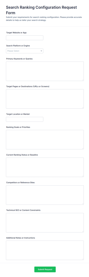 Search Ranking Configuration Request Form Template